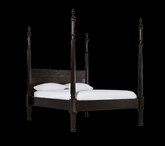 Indian Hand Carved Solid Wood Poster King Size Bed Walnut 128